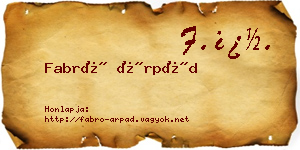 Fabró Árpád névjegykártya